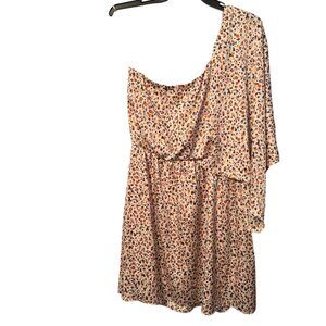 Scoop One-Shoulder Plus Size Dress With Colorful Abstract Print 2XL Dress.